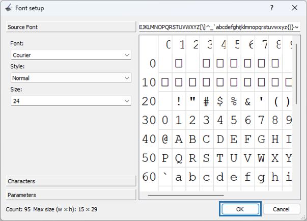 Create New Font Setup