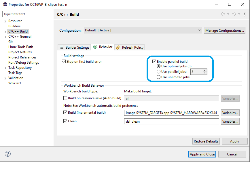 Set build behaviour build_behaviour